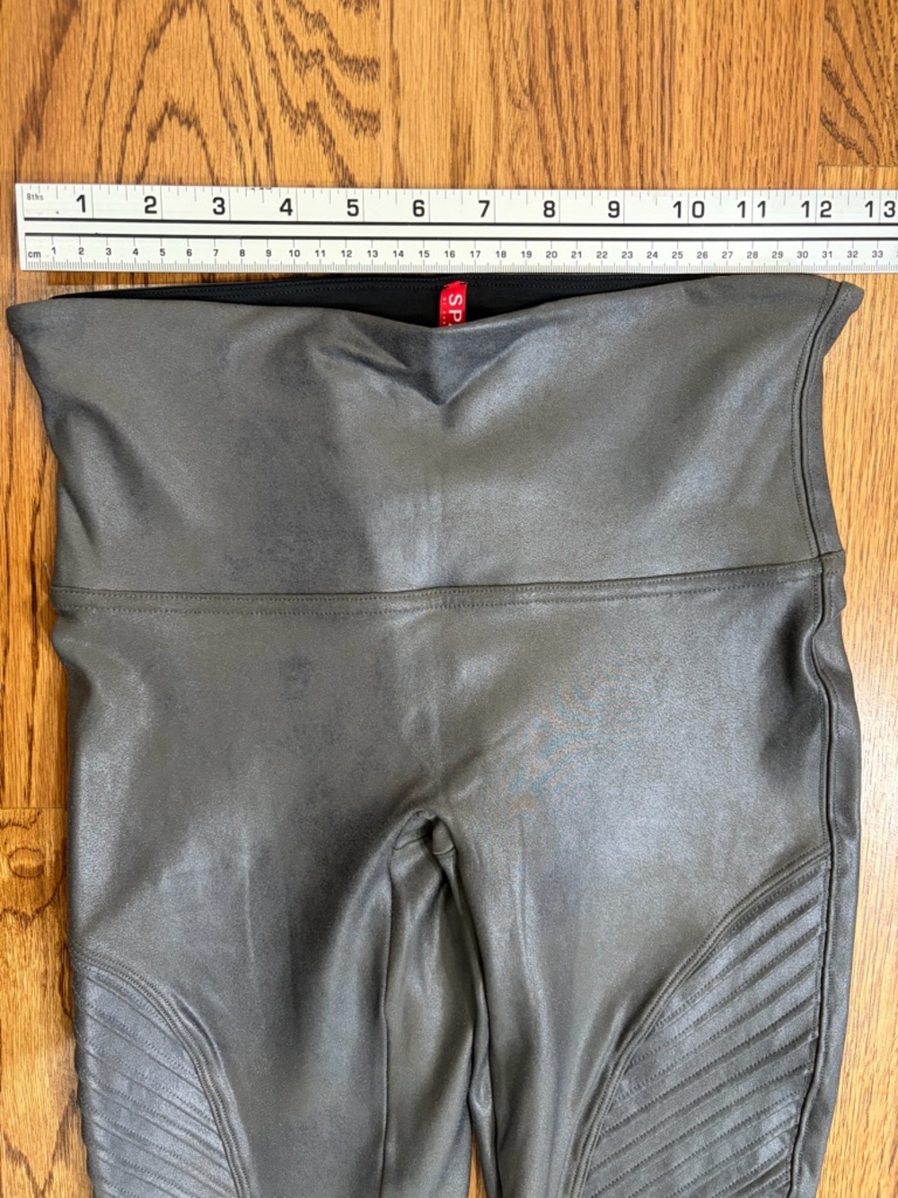 SPANX Shape Faux Leather Moto Leggings in Gunmetal - Picture 3 of 12